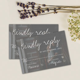 Faux Vellum Effect Two Photo Elegant Wedding RSVP Card