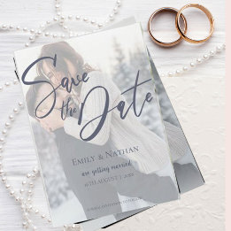 Faux Vellum Effect Two Photo Wedding Save the Date