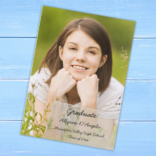 Faux Vellum Overlay Photo Graduation Announcement