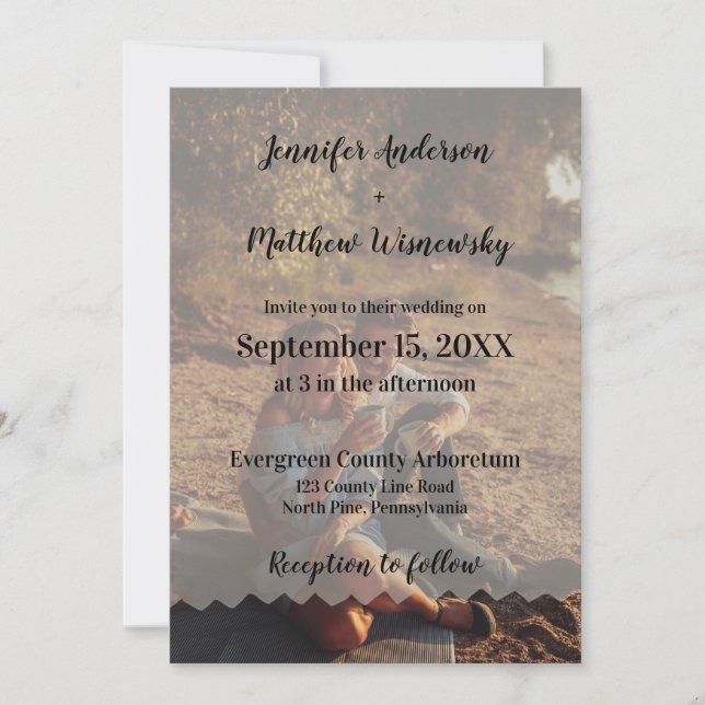 Faux Vellum Photo Overlay Custom Wedding Invitatio Invitation (Front)