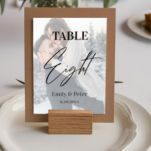 Faux Vellum Photo Wedding Eight Table Number