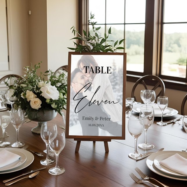 Faux Vellum Photo Wedding Eleven Table Number (Faux Vellum Photo Wedding Eleven Table Number)