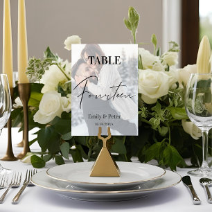 Faux Vellum Photo Wedding Fourteen Table Number