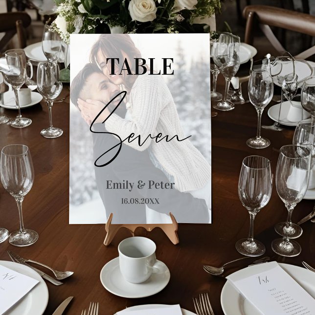 Faux Vellum Photo Wedding Seven Table Number (Faux Vellum Photo Wedding Seven Table Number)