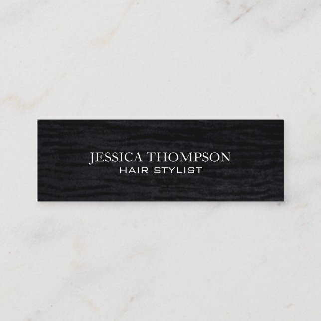 Faux Velvet Black Print Mini Business Card (Front)