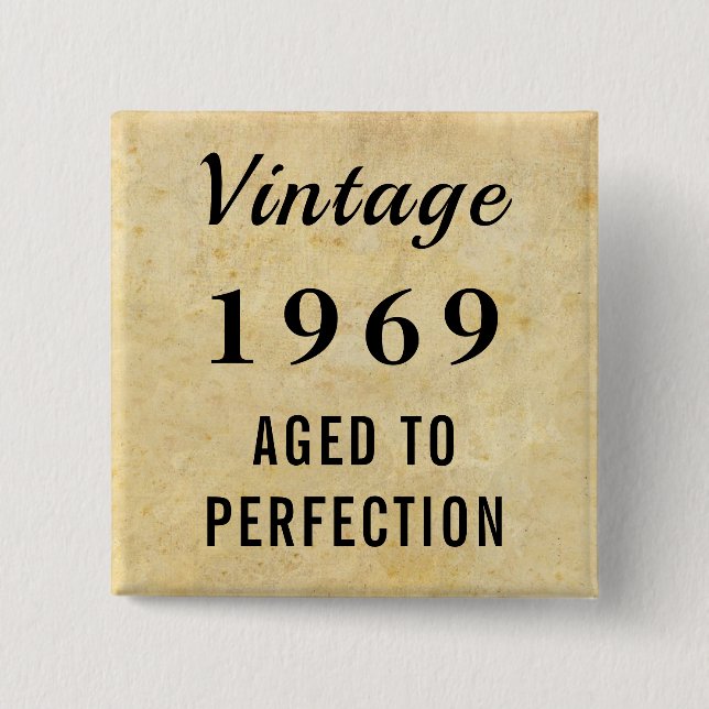 Faux Vintage Aged Dated 50th or Any Birthday Gift 15 Cm Square Badge (Front)