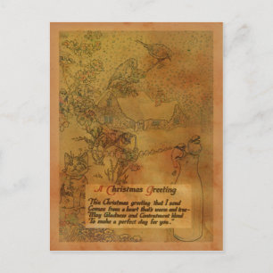 Faux Vintage Christmas Holiday Postcard