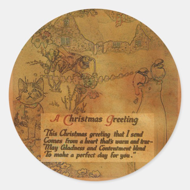 Faux Vintage Christmas Sticker (Front)