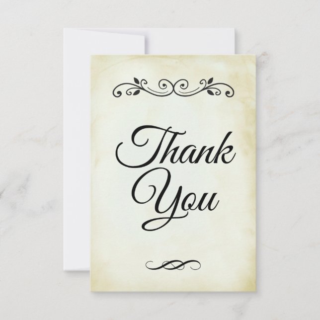 Faux Vintage parchment Simple & Elegant Thank You (Front)