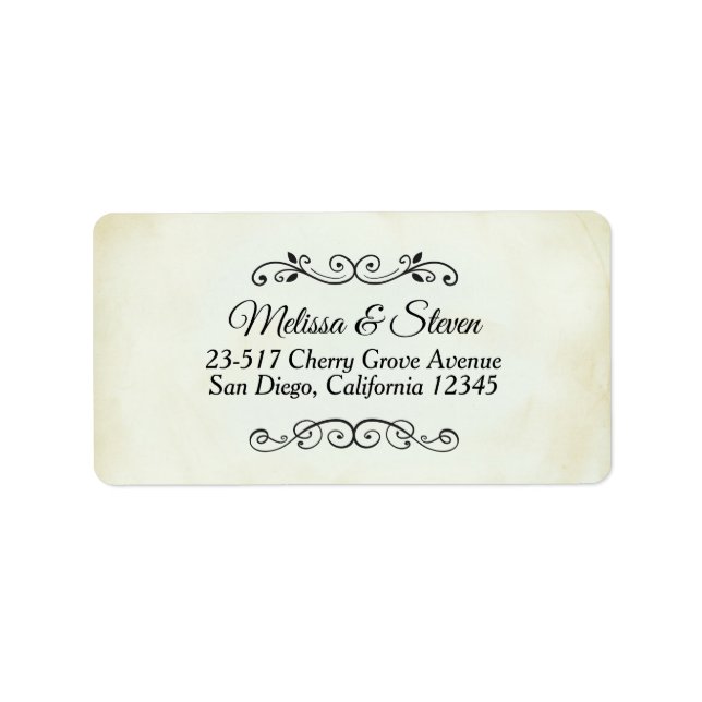 Faux Vintage Parchment Simple & Elegant Wedding Label (Front)