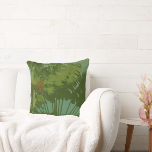 Faux Vintage Tropical Fabric Cushion