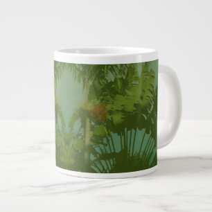 Faux Vintage Tropical Fabric Large Coffee Mug
