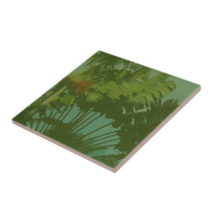 Faux Vintage Tropical Fabric Tile