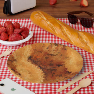 Faux Walnut Burel Pattern  Paper Plate