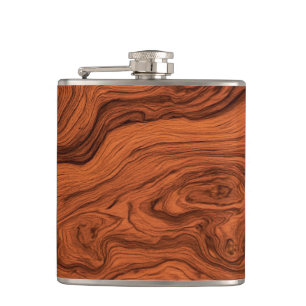 Faux Walnut Woodgrain Pattern Hip Flask