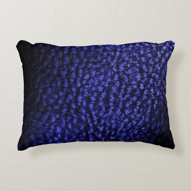 Faux Warm Navy Blue Metallic Leather Decorative Cushion (Front)