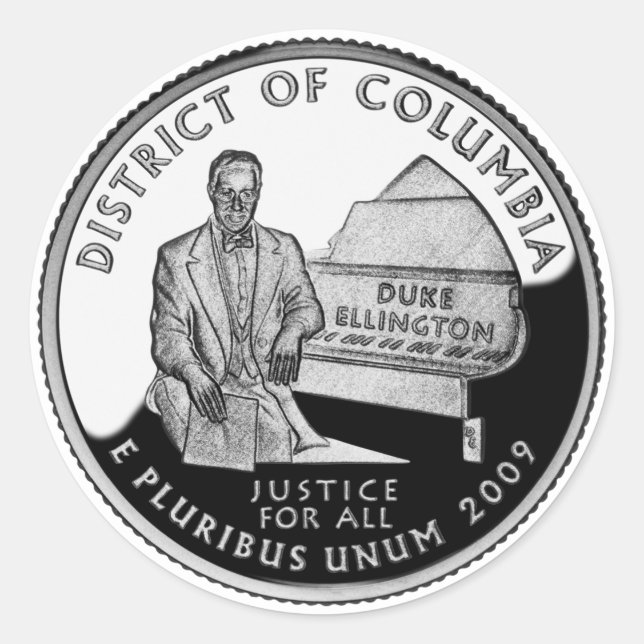 Faux Washington District of Columbia Quarter Classic Round Sticker (Front)