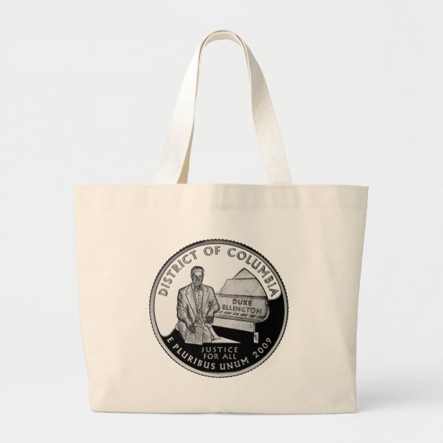 Faux Washington District of Columbia Quarter Large Tote Bag (Front)