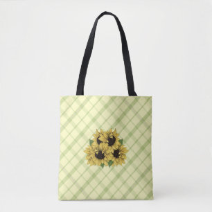 Faux Watercolor Sunflowers Fabric Tote Bag