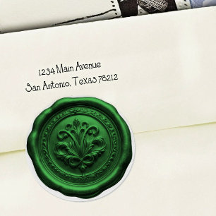 Faux Wax Envelope Seal Style 4 Green 1 Sticker
