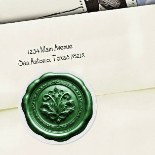 Faux Wax Envelope Seal Style 4 Green 8 Sticker