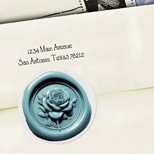 Faux Wax Seal Blue 3 Rose Deep Impression