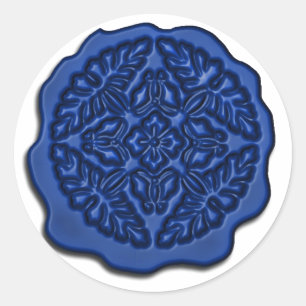 Faux Wax Seal, Blue Classic Round Sticker