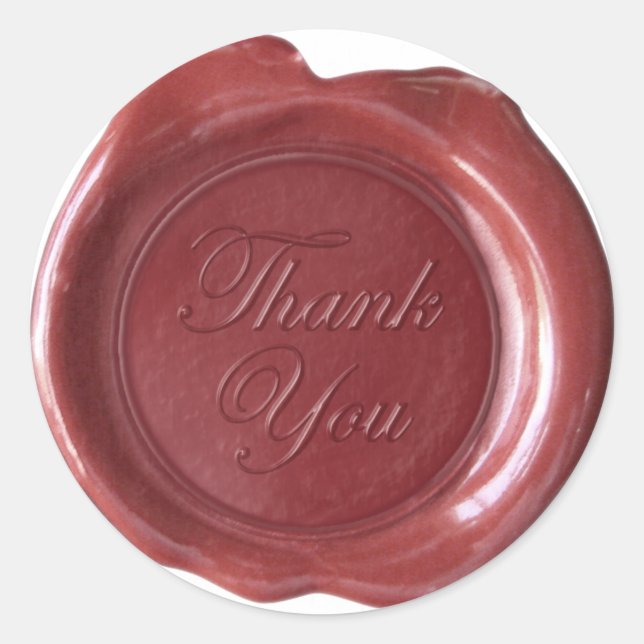 Faux Wax Seal - Burgundy Script - Thank You (Front)
