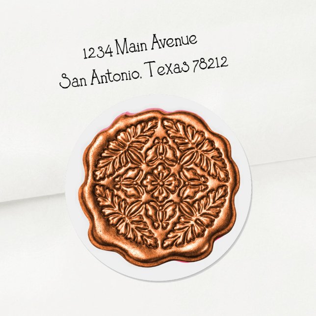 Faux Wax Seal, Copper Classic Round Sticker (Creator Uploaded)