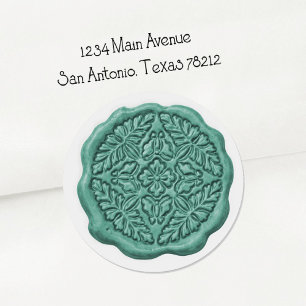Faux Wax Seal, Dark Aqua Classic Round Sticker
