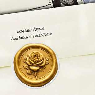 Faux Wax Seal Gold Rose Deep Impression