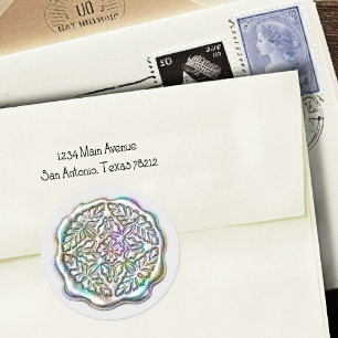 Faux Wax Seal, Iridescent Colors Metallic Classic Round Sticker