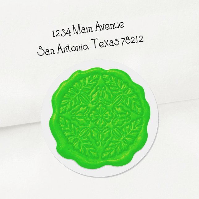Faux Wax Seal, Lime Green Classic Round Sticker (Creator Uploaded)