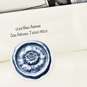 Faux Wax Seal Peony  Blue