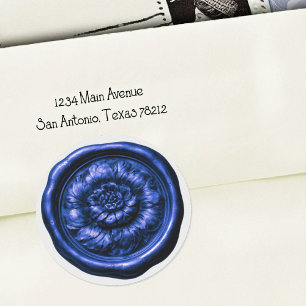 Faux Wax Seal Peony Blue 2