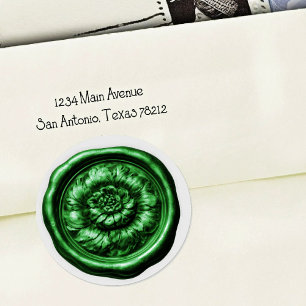 Faux Wax Seal Peony Green 2