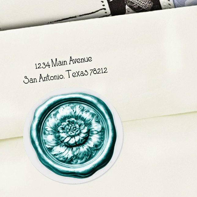 Faux Wax Seal Peony Turquoise Blue (Creator Uploaded)