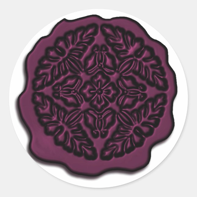 Faux Wax Seal, Plum Classic Round Sticker (Front)