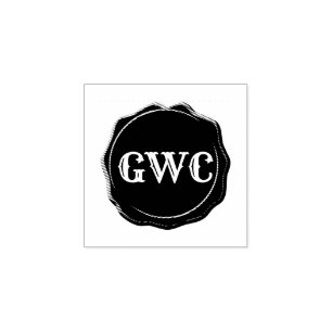 Faux Wax Seal Print Monogram Custom Rubber Stamp