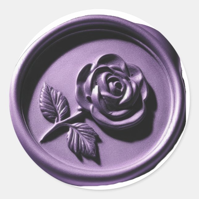 Faux Wax Seal Purple Rose Deep Impression (Front)
