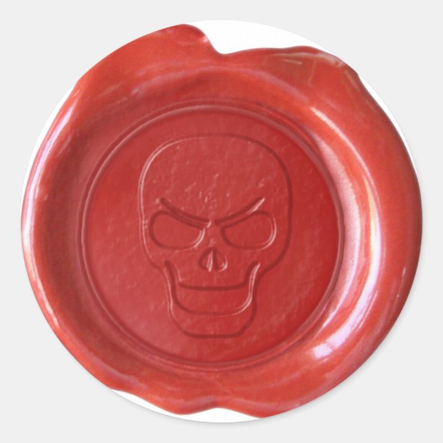 Faux Wax Seal - Red - Skull 01 (Front)