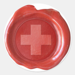 FAUX WAX SEAL - RED with WHITE CROSS