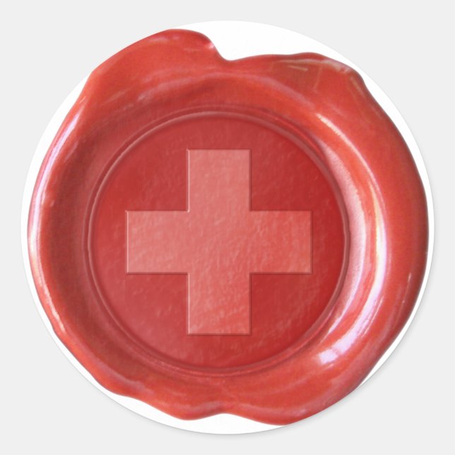 FAUX WAX SEAL - RED with WHITE CROSS (Front)