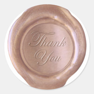 Faux Wax Seal - Rose Gold - Script - Thank You