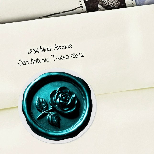 Faux Wax Seal Teal Rose 2 Deep Impression (Creator Uploaded)