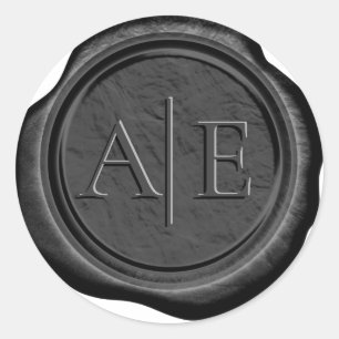 Faux Wax Seal Wedding Accent Initials Black ID940