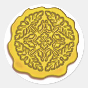 Faux Wax Seal, Yellow Classic Round Sticker