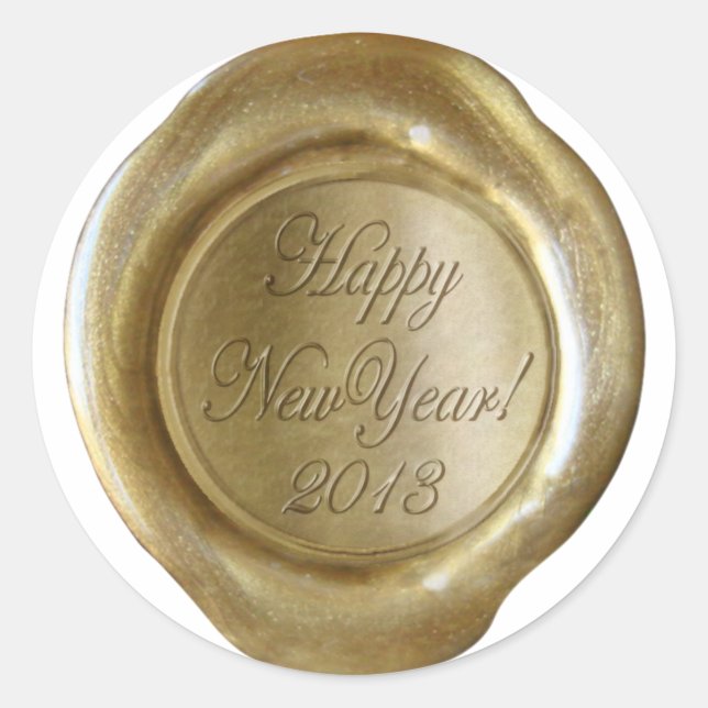 Faux Wax Seals - Gold Script - Happy New Year 2013 (Front)