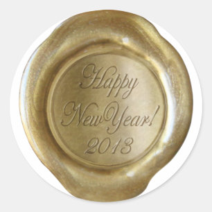 Faux Wax Seals - Gold Script - Happy New Year 2013