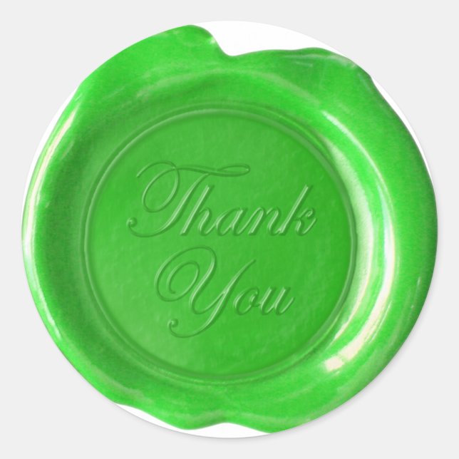 Faux Wax Seals - Grass Green Script - Thank You (Front)